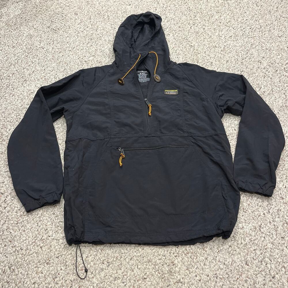 LL Bean Mountain Classic Anorak Jacket M Black Outdoor Gorpcore Granola Casual